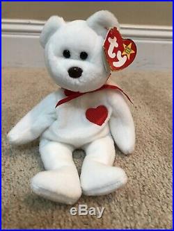 Rare Collectible 1993/1994 Ty Beanie Baby Valentino Bear with Errors PVC Pellets