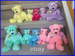 Rare Complete Set of 10 Ty Beanie Babies/Buddy Sherbert Bears 2002-2003 MWMT