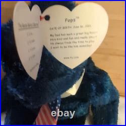 Rare Error Bear Ty Beanie Baby Pops Bear