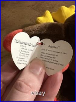 Rare Gobbles Turkey Beanie Baby Mint Condition 1996 Retired Tag Errors