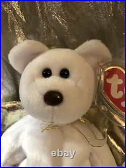 Rare Halo II Angel Bear With brown nose. Ty Beanie Baby January 14, 2000 With Tags