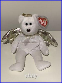 Rare Halo II Angel Bear With brown nose. Ty Beanie Baby TAG ERRORS MINT CONDITION