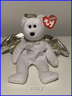 Rare Halo II Angel Bear With brown nose. Ty Beanie Baby TAG ERRORS MINT CONDITION