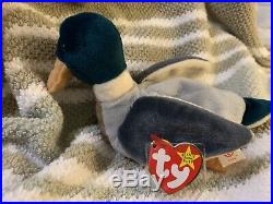 Rare Jake The Duck beanie Baby Back Tag 1998 Error Main Tag Is 1997 VERY CLEAN