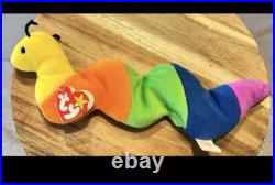 Rare Limited Edition Ty Beanie Baby Inch the Worm with Tag Errors PVC