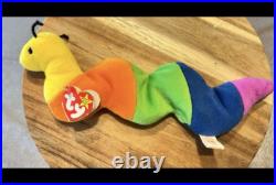Rare Limited Edition Ty Beanie Baby Inch the Worm with Tag Errors PVC