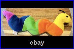 Rare Limited Edition Ty Beanie Baby Inch the Worm with Tag Errors PVC