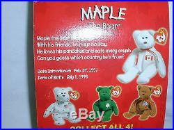 Rare Maple The Bear Ty- Still In Original Box Date Of Birth 1996