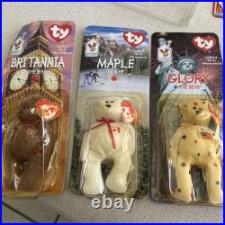 Rare Mc Donald's TY Beanie Babies 3 of Set of 4 International Bears With Errors