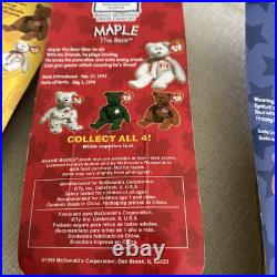 Rare Mc Donald's TY Beanie Babies 3 of Set of 4 International Bears With Errors