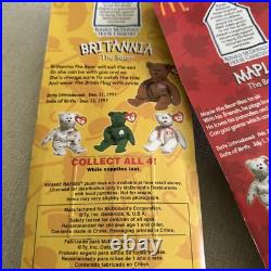 Rare Mc Donald's TY Beanie Babies 3 of Set of 4 International Bears With Errors