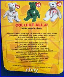 Rare McDonald's Ty Beanie Babies International Bears Set of Four, New, Unopened