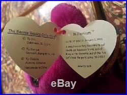 Rare Millenium Ty Beanie Baby Bear 1999 Pe Retired Millennium Gasport No Stamp