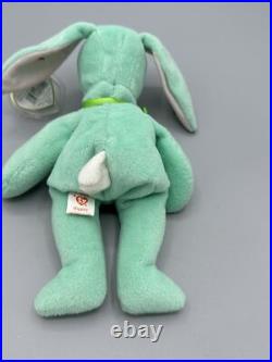 Rare Mint 1996 TY Hippity the Green Bunny Beanie Baby 4119 Tag ERRORS PVC