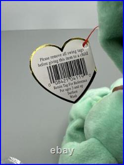 Rare Mint 1996 TY Hippity the Green Bunny Beanie Baby 4119 Tag ERRORS PVC