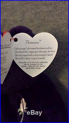 Rare Mint 1st Edition TY Princess Diana Beanie Baby No Space Made in China
