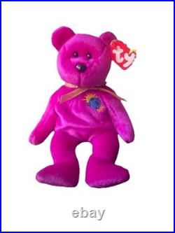 Rare Mint Ty Beanie Babies 2000Millennium Bear Plush Toy -Purple With Tag Errors Rare Mint Ty Beanie Babies 2000Millennium Bear Plush Toy -Purple With Tag Errors