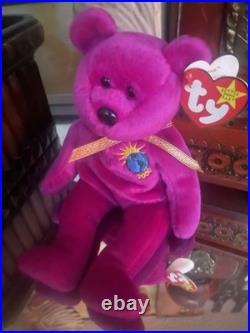 Rare Mint Ty Beanie Babies 2000Millennium Bear Plush Toy -Purple With Tag Errors Rare Mint Ty Beanie Babies 2000Millennium Bear Plush Toy -Purple With Tag Errors