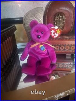 Rare Mint Ty Beanie Babies 2000Millennium Bear Plush Toy -Purple With Tag Errors Rare Mint Ty Beanie Babies 2000Millennium Bear Plush Toy -Purple With Tag Errors