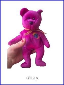 Rare Mint Ty Beanie Babies 2000Millennium Bear Plush Toy -Purple With Tag Errors Rare Mint Ty Beanie Babies 2000Millennium Bear Plush Toy -Purple With Tag Errors