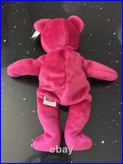 Rare Misprint Vintage Ty Valentina the Red Bear Original Beanie Baby 1998 Fuscia