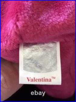 Rare Misprint Vintage Ty Valentina the Red Bear Original Beanie Baby 1998 Fuscia