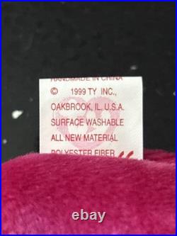 Rare Misprint Vintage Ty Valentina the Red Bear Original Beanie Baby 1998 Fuscia