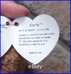 Rare Multiple Error Ty Original Beanie Baby Curly 1996 / 1993