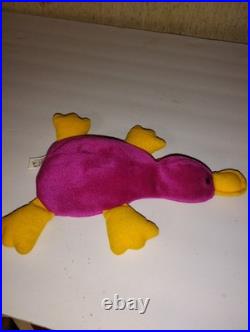 Rare Patti The Platypus Beanie baby TBB Digital Authenticated Raspberry Maroon