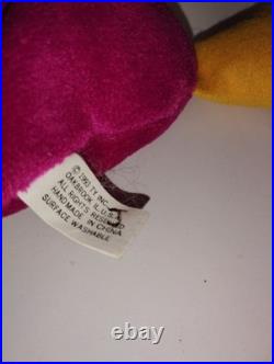 Rare Patti The Platypus Beanie baby TBB Digital Authenticated Raspberry Maroon