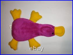 Rare Patti The Platypus Beanie baby TBB Digital Authenticated Raspberry Maroon