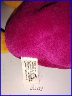Rare Patti The Platypus Beanie baby TBB Digital Authenticated Raspberry Maroon