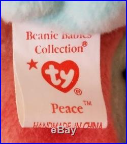 Rare Peace Bear Ty Beanie Baby MWMT Very Rare Swing/Tush Tags