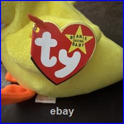 Rare Retired 1993-94 Ty Beanie Babys Quackers The Duck With Tag Errors Mint Cond