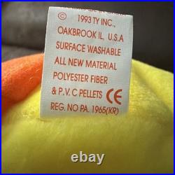 Rare Retired 1993-94 Ty Beanie Babys Quackers The Duck With Tag Errors Mint Cond