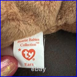 Rare Retired 1995 Ty Beanie Baby EARS The Rabbit PVC Pellets WithTag Errors, Mint