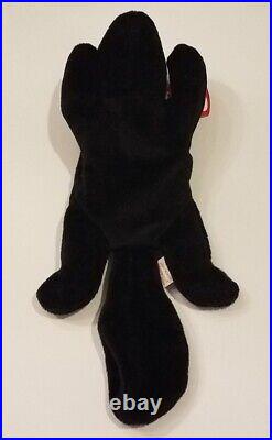 Rare Retired 1995 Ty Beanie Baby Stinky The Skunk With Pvc Pellets/tag Errors