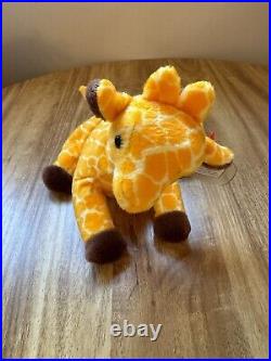 Rare Retired 1995 Ty Beanie Baby Twigs The Giraffe With Pvc Pellets