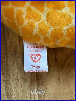 Rare Retired 1995 Ty Beanie Baby Twigs The Giraffe With Pvc Pellets