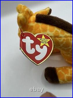 Rare Retired 1995 Ty Beanie Baby Twigs The Giraffe With Pvc Pellets/errors