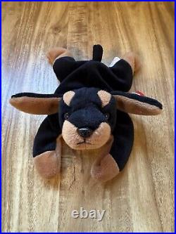 Rare Retired 1996 Ty Beanie Baby Doby The Doberman With Pvc Pellets