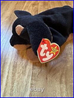 Rare Retired 1996 Ty Beanie Baby Doby The Doberman With Pvc Pellets