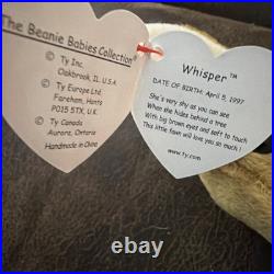 Rare Retired 1997-98 Ty Beanie Baby WHISPER The Fawn with Tag Errors Mint Cond