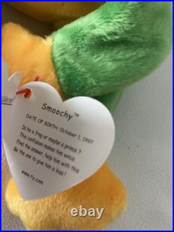 Rare Retired 1997 TY BEANIE BABY SMOOCHY THE FROG WITH TWO TAG HOLDERS ERRORS Rare Retired 1997 TY BEANIE BABY SMOOCHY THE FROG WITH TWO TAG HOLDERS ERRORS