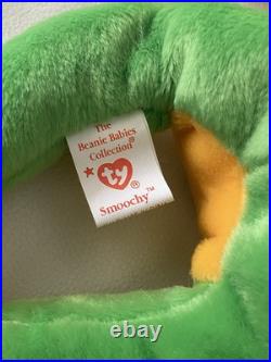 Rare Retired 1997 TY BEANIE BABY SMOOCHY THE FROG WITH TWO TAG HOLDERS ERRORS Rare Retired 1997 TY BEANIE BABY SMOOCHY THE FROG WITH TWO TAG HOLDERS ERRORS