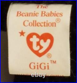 Rare Retired 1997 Ty Beanie Baby Gigi The Dog With Pe Pellets