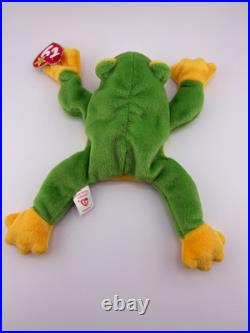 Rare Retired 1997 Ty Beanie Baby Smoochy The Frog With Pe Pellets/tag Errors