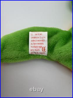 Rare Retired 1997 Ty Beanie Baby Smoochy The Frog With Pe Pellets/tag Errors