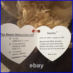 Rare Retired 1997 Ty Beanie Baby Spunky The Cocker Spaniel With Tag Errors Mint