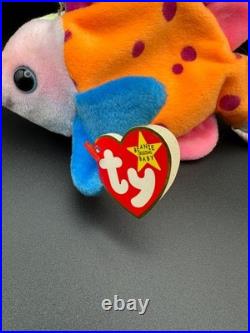 Rare Retired 1999 Ty Beanie Baby Lips The Fish With Pe Pellets/tag Errors